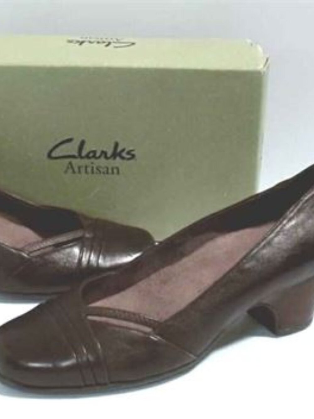 NWB Clarks Everyday Sugar Sky Slip On Pumps in Brown Leather (9)